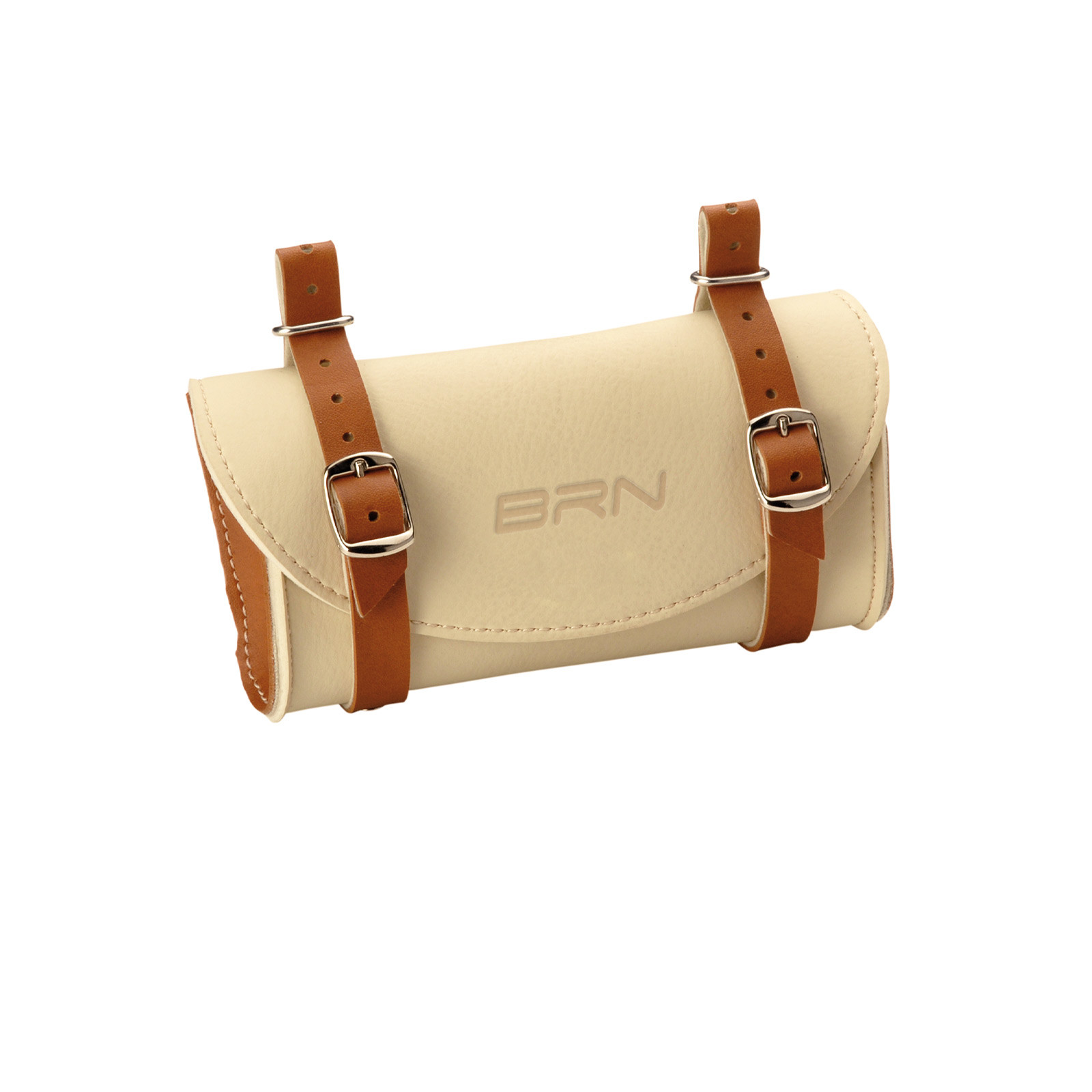 bicycle saddle purse in Leatherette HONEY BROWN - CREAM (IVORY WHITE)