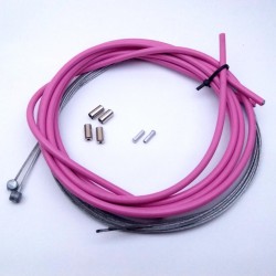 Pink Colored Brake Cable Set of Inner and Outer Bicycle Cables
