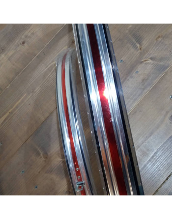 ALLOY BICYCLE FENDERS 24 INCH X 1.75 WITH RED LINE DECORATION NOS