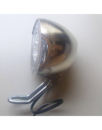 Fahrrad Taschenlampe LED weiß ultrabright verchromt inkl Batterien 70mm RETRO
