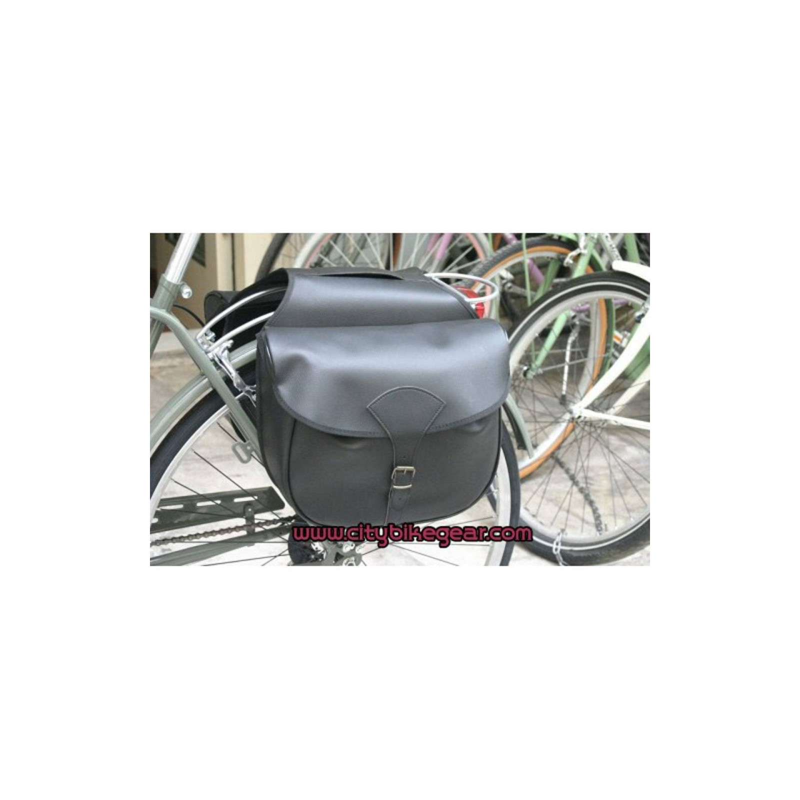 Classic Bicycle Rear Double Bags - Bicycle Paniers in Black Leatherete